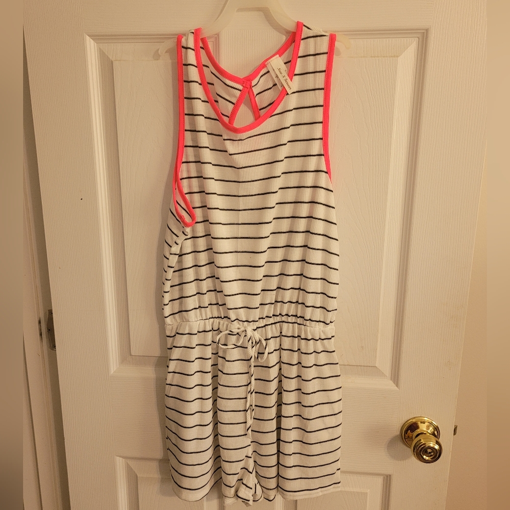 Now n Forever White and Black Striped Romper